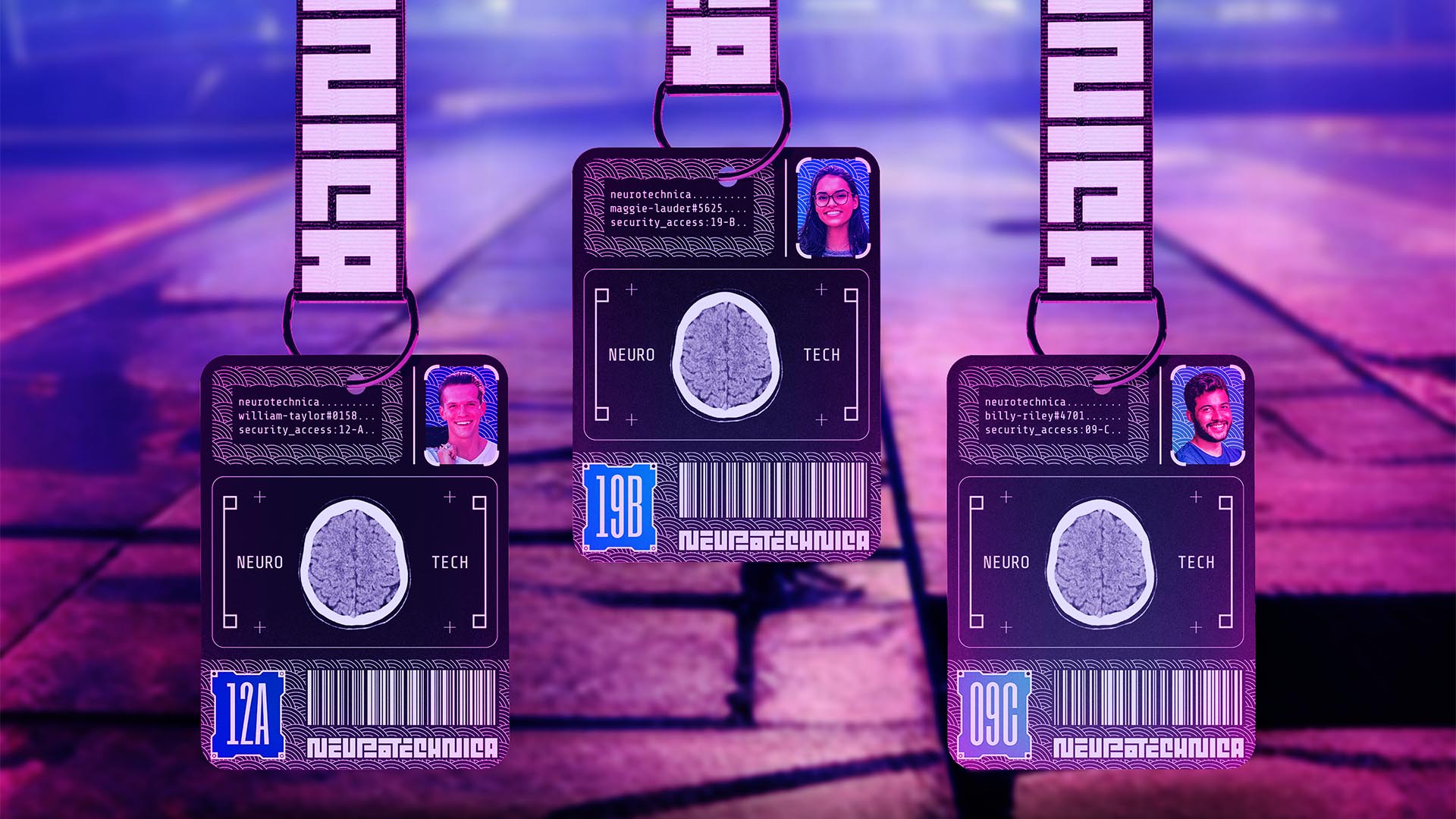 Set of Neurotechnica employee cards